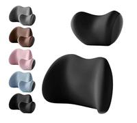 QingxingFa Car Headrest & Lumbar Support Cushion,Car Lumbar Support Pillow and Car Neck Pillow Kit,Ergonomic Car Seat Headrest & Lumbar Cushion, Car Neck Pillow Kit with Adjustable Strap (black)