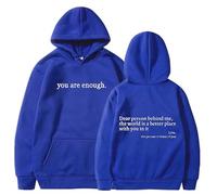 QingxingFa Dear Person Behind Me Sweatshirt Hoodie, You are Enough Hoodie, Loose Graphic Sweatshirts, The Hope Hoodie (Blue + white logo,XXL)