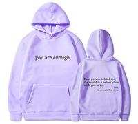 QingxingFa Dear Person Behind Me Sweatshirt Hoodie, You are Enough Hoodie, Loose Graphic Sweatshirts, The Hope Hoodie (Lavender + black logo,L)
