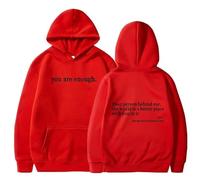 QingxingFa Dear Person Behind Me Sweatshirt Hoodie, You are Enough Hoodie, Loose Graphic Sweatshirts, The Hope Hoodie (Red + black logo,M)