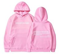 QingxingFa Dear Person Behind Me Sweatshirt Hoodie, You are Enough Hoodie, Loose Graphic Sweatshirts, The Hope Hoodie (Pink + white logo,M)