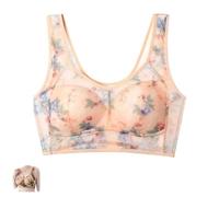 QingxingFa ElleBloom - Ice Silk Lace Cooling Comfort Bra,Seamless Wireless Push Up Bras for Older Women,ElleBloom Bra for Seniors, Push-Up Lace Bra (Skin Color,L)