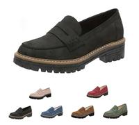 QingxingFa Orthoture Orthopedic Platform Loafers,Womens Loafers Comfortable,Slip On Comfort Casual Fashion (Black,8)