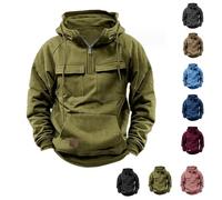 QingxingFa Tactical Hoodies For Men,Military Workout Casual Cargo Pullover Quarter,Men Tactical Sweatshirt (green,3XL)