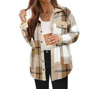 QingxingFa Teddy Bear Fleece Lined Jacket, Teddy Bear Jacket for Women, Womens Fuzzy Lined Teddy Bear Fall Jacket (Light khaki,L)