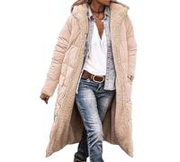 QingxingFa Women’s Long Quilted Puffer Coat with Hood - Warm Fleece Lined Oversized Winter Jacket (Apricot,L)