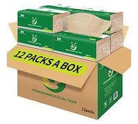 QingYa Bamboo Facial Tissues,1608 Sheets(12 Packs of 134), Soft and Durable 3-Ply Multi-Purpose, Dry Or Wet Use, Unbleached Natural Brown, Tree-Free, Eco-Friendly