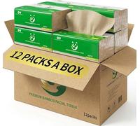 QingYa Bamboo Facial Tissues,1608 Sheets Case of 12,XL Bulk Pack Soft and Durable 3-Ply Multi-Purpose, Dry Or Wet Use, Unbleached Natural Brown, Tree-Free, Eco-Friendly