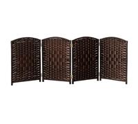 QINGYAN Short Folding Screen, 4/5/6 Panel Freestanding Partition, Separator For Bedroom, Rattan Room Divider(Brown,80X40CM-4PCS)