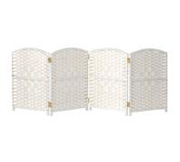 QINGYAN Short Folding Screen, 4/5/6 Panel Freestanding Partition, Separator For Bedroom, Rattan Room Divider(White,80X40CM-5PCS)