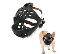 QingYi Dog Muzzle for Short Snout Dogs Soft Silicone Basket Muzzle,Pet Mouth Cover for French Bulldog Shih Tzu, Pug and Other Flat-Faced Short Snout Dogs (L), Black