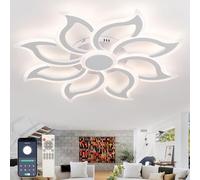 QINGYING 90cm Dimmable Ceiling Lights Flower,LED Light Fittings Ceilings with Remote APP, Smart Ceiling Lamp with Memory Function Lighting Fixture for Living Room Bedroom Kitchen Office-White