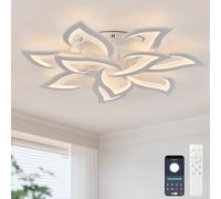 QINGYING Large Flower Chandeliers Ceiling Light Led Dimmable Modern Ceiling Light with Remote Control & App 3000k-6500k 80cm Light Fitting with Timer & Night Light for Living Rooms & Bedrooms, White
