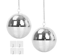 QINGYIWL 2 Pcs Disco Ball Disco Ball 15cm Disco Ball with Extension Chain and Hanging Hook, Faceted Mirror Ball for Parties and Events