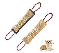 QINGYIWL 2 Pieces Dog Bite Tug Toy, Durable Pull Toy with 2 Strong Handles, Dog Tug Pillow Jute Bite Toy, Jute Pillow Interactive Toy for Medium to Large Dogs(B)