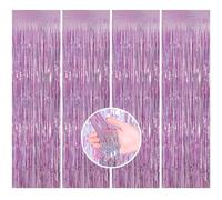QINGYIWL 4 Pcs Tinsel Curtains Pink Glitter Sparkle Foil Fringe Curtain Streamers for Photo Backdrop, Pink Party Decorations for Birthday Baby Shower Wedding Unicorn Mermaid