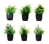 QINGYIWL 6 pieces Mini Artificial Plants Potted,Decorative Plants Mini Fake Plants Plastic Artificial Decoration for Desk, House, Balcony and Bathroom Decoration