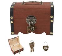 QINGYIWL Mini Treasure Chest Wooden 14.5x10x9.5cm Vintage with Lock StorageTreasure Chest Small for Storage and Decorating, Children's Birthday