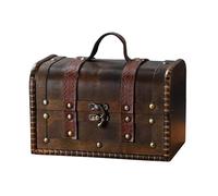 QINGYIWL Mini Treasure Chest Wooden 19.2x12.7x12.4cm Vintage with Lock Storage Treasure Chest for Storage and Decorating for Children's Birthday