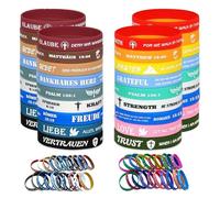 QINGYIWL Motivational Bracelets Pack of 40 Silicone Bracelets with Bible Religious Jesus Motivational Gifts Motivational Rubber Bracelets for Christian Gift Men Women