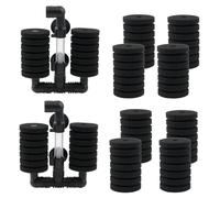 QINGYIWL Set of 2 Aquarium Double Sponge Filter Aquarium Set, Sponge Filter for Bettas Shrimp Breeders, Air Lifter Aquarium Filter with 8 Replacement Sponges for Biological and Mechanical Filtering