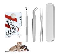 QINGYIWL Tick Remover, Set of 4, Tick Tweezers, Tick Hooks and Tick Card for Humans, Children, Dogs, Cats