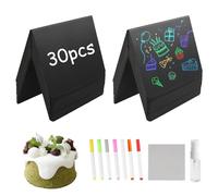 QINGYIWL30pcs Mini Chalkboard Signs for Food Set 10 x 7.5 cm Chalkboards for Labelling Price Tags Stand with 6 Erasable Water-Soluble Pens for Message Signs Buffet Wedding Party Bakery