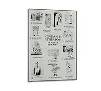 QINGYUAN Jordan Petersons 12 Rules For Life Motivational Inspirational Quotes Poster Decorative Canvas Wall Art Living Room Bedroom Painting 12x18inch(30x45cm)