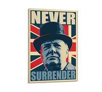 QINGYUAN Winston Churchill Never Surrender Motivational Inspirational Quotes Poster Canvas Wall Art Picture Print Modern Family Bedroom Decor Posters 12x18inch(30x45cm)