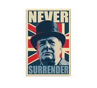 QINGYUAN Winston Churchill Never Surrender Motivational Inspirational Quotes Poster Decorative Canvas Wall Art Living Room Bedroom Painting 24x36inch(60x90cm)