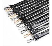 QINGYY 1 Pc Patent Black Bag Strap Adjustable Replacement Leather Shoulder Bags Straps-Width 1.5cm,with Silver Buckles