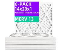 Qingzhug 14x20x1 MERV 13 (6-Pack) Pleated Air Filter (Actual Size: 13.50"x19.50"x0.75") MPR 1900 & FPR 10, Furnace Air Filters