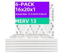 Qingzhug 16x20x1 MERV 13 (3-Pack) Pleated Air Filter (Actual Size: 15.50x19.50x0.75") MPR 1900 & FPR 10, Furnace Air Filters