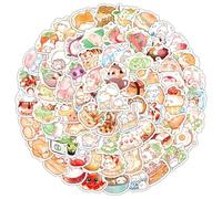 Qingzhuo-100 Cute Animal Food Edition Graffiti Stickers Special Reward for Kindergarten Teachers Water Cup Handbook DIY