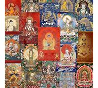 Qingzhuo-100 Tibetan Intangible Cultural Heritage Thangka Stickers, Traditional Culture Inheritance DIY Decoration Notebooks Wall Waterproof