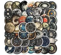 QINGZHUO-50 Astronomy Galaxy Miles Retro Style Stickers Cosmic Knowledge Creative Stickers Waterproof Decorative Skateboard