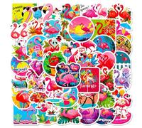 QINGZHUO-50 Hand-Painted Cute Flamingo Graffiti Stickers Reward Rose red Decorative Stickers