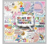 QINGZHUO-50 Mental Health Stickers Inspirational English Positive Energy Short Sentences Waterproof Decoration Notebook Stickers