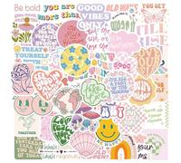 QINGZHUO-50 Motivational Sentences Danish Pink Sticker Decoration Luggage Notebook Waterproof Guitar Removable and Non-Repeatable Sticker