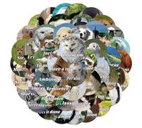 QINGZHUO-50pcs Animal Expression Inspirational English Vinyl Sticker, Luggage Laptop Scrapbook Water Bottle Phone Case Waterproof Stickers