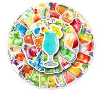 QINGZHUO-50pcs Cocktail Graffiti Sticker Decorative Guitar Phone Case Water Glass Waterproof Vinyl Stickers
