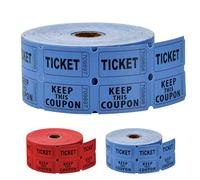 QINGZY 1000 Lottery Tickets (500 Pairs), Double Roll, Consecutive Numbering, Red/Blue, Lottery Machine Auction Tickets for Events, Entrances, Sweepstakes, Prizes and Rewards (Blue)