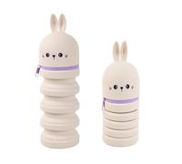 QINGZY 2 in 1 Pencil Case for Girls Boys, Retractable, Small Cute Pencil Cases with Zipper, 3D Animal Shaped, Soft Silicone Pen Case, Pen Holder for Desk, H 20 cm, Up to 15 Pens (B)