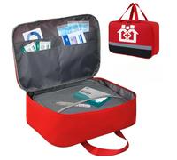 QINGZY First Aid Bag, Large 36 x 25 x 13 cm, Portable Red Medicine Bag, Waterproof Travel Pharmacy Bag, Emergency Bag, Empty Medicine Storage Bag for Home, Office, Camping, Hiking
