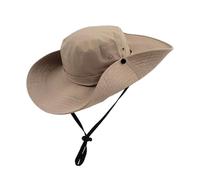 QINGZY Mens Wide Brim Fishing Hat, UV Protection Bucket Hat with Chin Strap, Foldable Waterproof Sun hat, Breathable Outdoor Boonie Cap for Hiking Camping Safari Beach (Khaki)