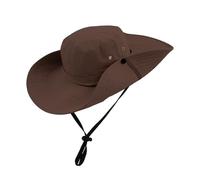 QINGZY Mens Wide Brim Fishing Hat, UV Protection Bucket Hat with Chin Strap, Foldable Waterproof Sun hat, Breathable Outdoor Boonie Cap for Hiking Camping Safari Beach (Coffee)