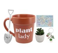 Qinhai Gardening Gifts for Women Mum Her Teacher Friend, Gardener Coffee Mug Gifts Sets, Funny Plant Lady Cup with Shovel Spoon, Valentines Mothers Day Christmas Birthday Present Idea