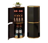 Qinhaixi 360° Rotating Metal Shoe Rack Tower - Vertical Cabinet with Round Shelves for 32/40cm Shoes - Stylish Light Design, Space-Saving Organizer for Fashionable Footwear