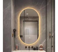 Qinhaixi 40" Smart LED Bathroom Mirror for Wall, 51" Oval Dressing Makeup Mirror Frameless, 3-Color Dimmable, Anti-Fog, 48" Entryway Lighted Mirror with Touch Switch for Home Decor(36x24inch)