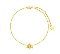 Qinhaixi 9 ct Gold Bee Anklet, Solid Yellow Gold Honey Bee Linked Anklet with Cubic Zirconia, for Women Girls Ladies Mum Sisters, 8"+1"+1"